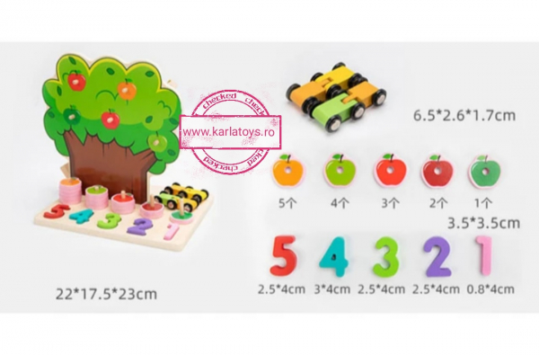 Joc din Lemn Pomul Multifunctional, Pista, Cifre si Fructe [12]