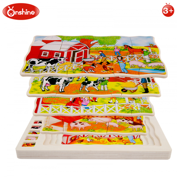Joc din lemn Puzzle in straturi Onshine Animale [9]