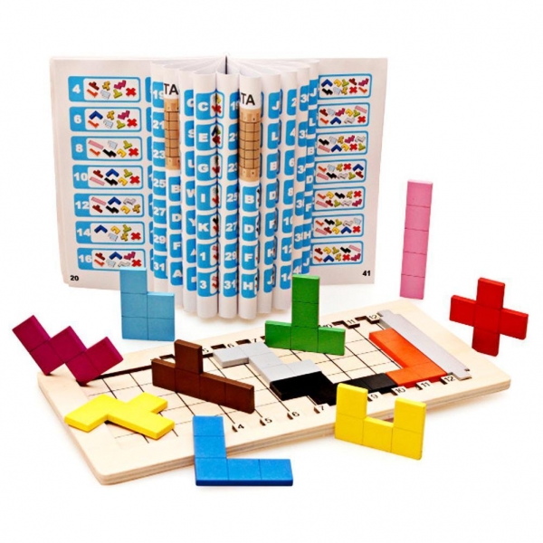 Joc din Lemn Puzzle Tetris - Tangram 3D [5]