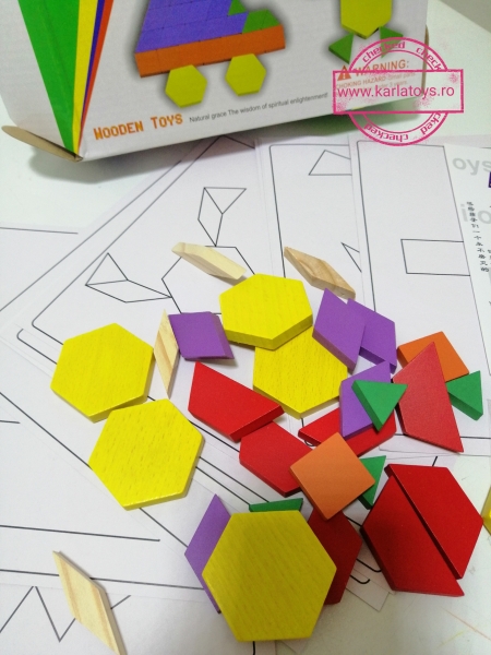 Joc din Lemn Tangram Puzzle Blocks 125 piese - 250 piese [12]