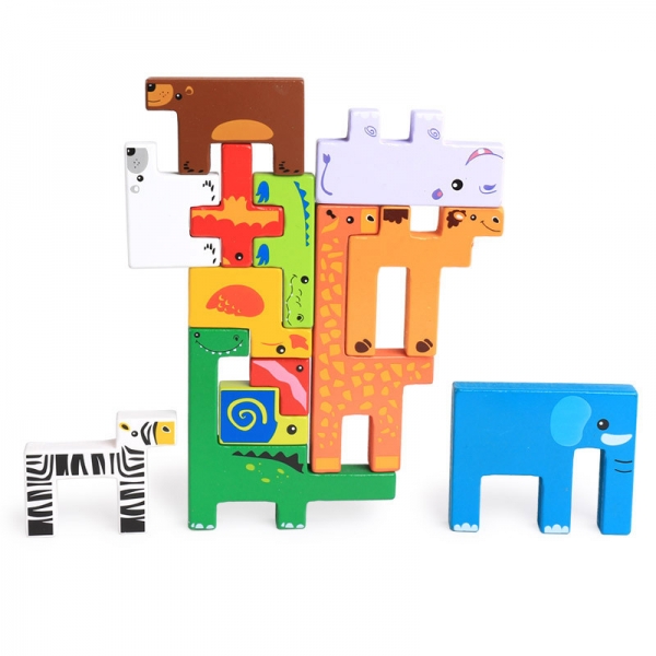 Joc din lemn tetris cu animale 3D [3]