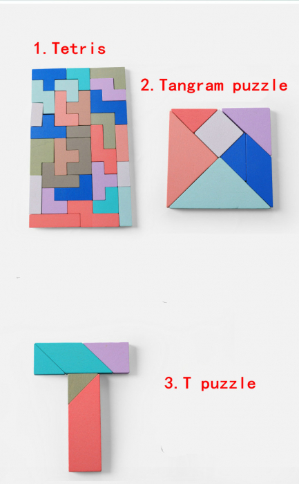 Joc din lemn Tetris si Tangram 5 in 1 [5]
