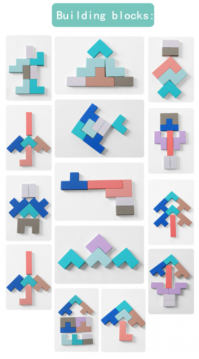 Joc din lemn Tetris si Tangram 5 in 1 [8]