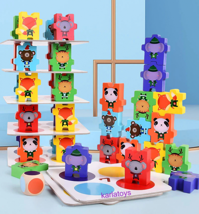 Joc Echilibru din Lemn Jenga Animale [2]