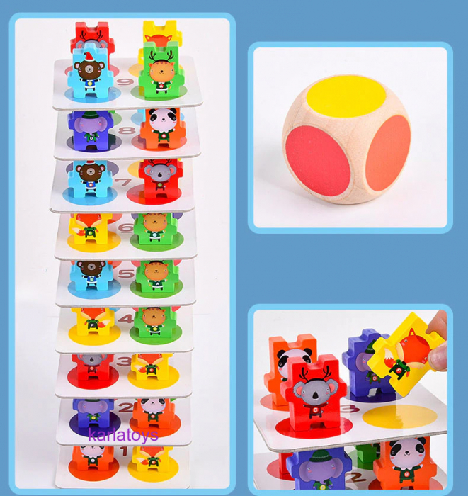 Joc Echilibru din Lemn Jenga Animale [5]
