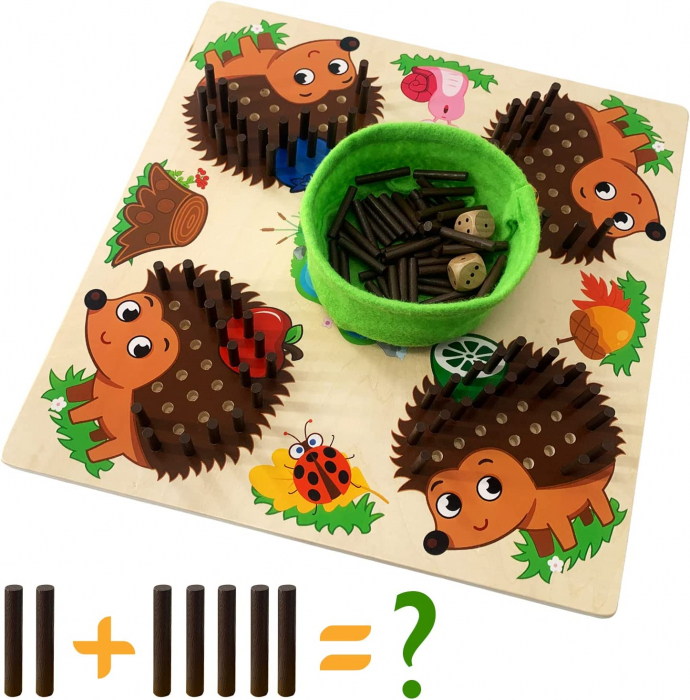 Joc educational Montessori Sortare Ariciul Joc de dezvoltare Motorii Fine Ariciul [4]