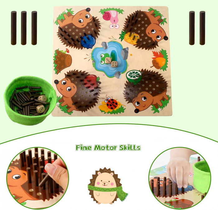 Joc educational Montessori Sortare Ariciul Joc de dezvoltare Motorii Fine Ariciul [5]