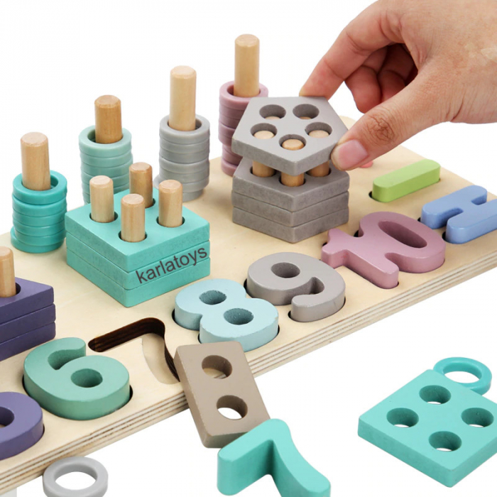 Joc Educativ 3 in 1 Logaritmic, Sortator Forme Geometrice, Cifre [3]