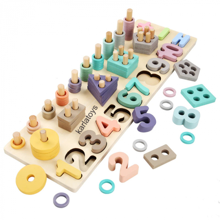 Joc Educativ 3 in 1 Logaritmic, Sortator Forme Geometrice, Cifre [6]