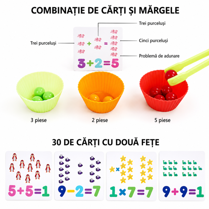Joc Montessori Matematica cu Bile, Numere 1-10 [2]