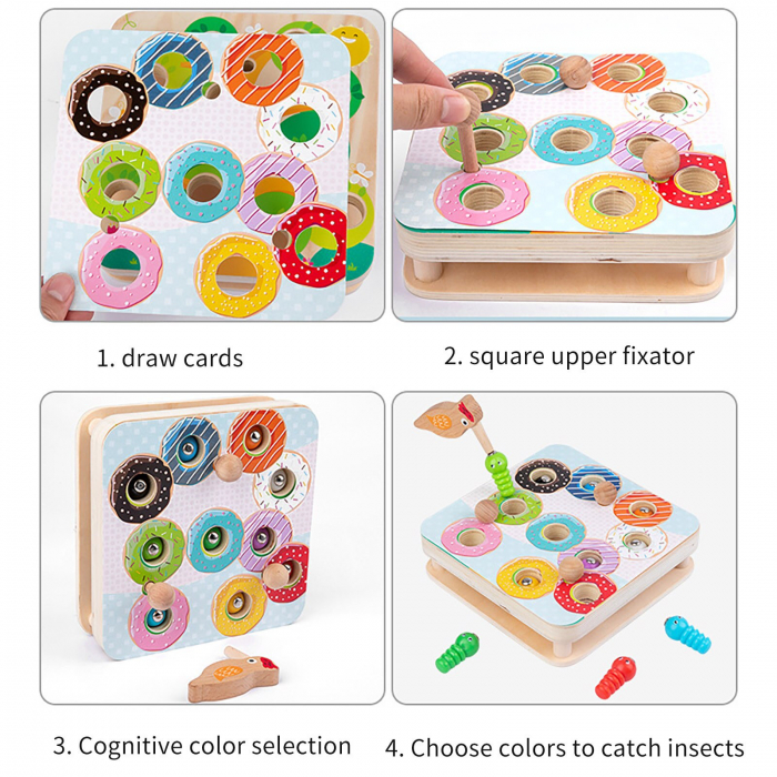Joc Educativ Montessori Ciocanitoare Joc magnetic de pescuit din lemn [7]