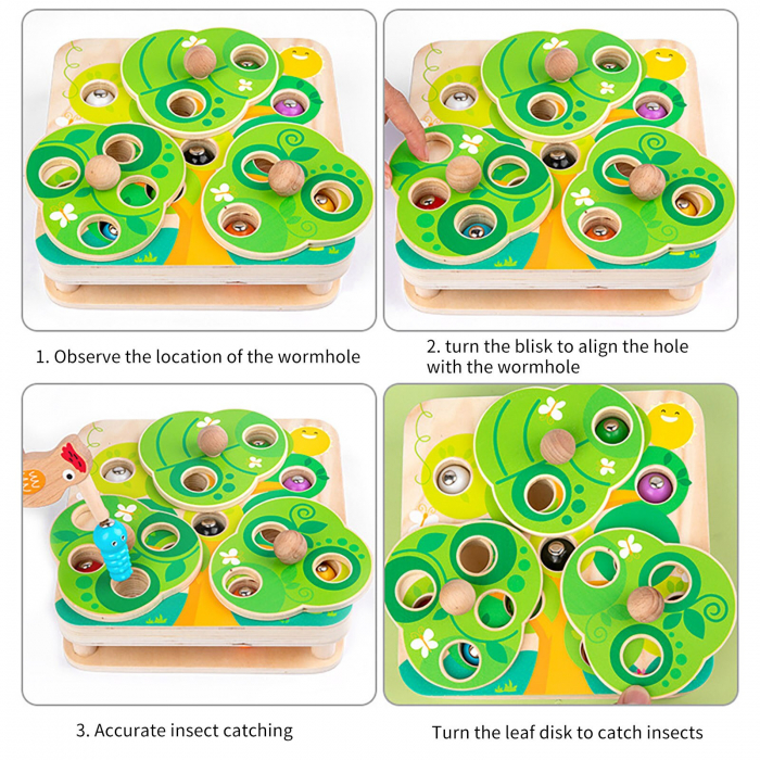 Joc Educativ Montessori Ciocanitoare Joc magnetic de pescuit din lemn [8]