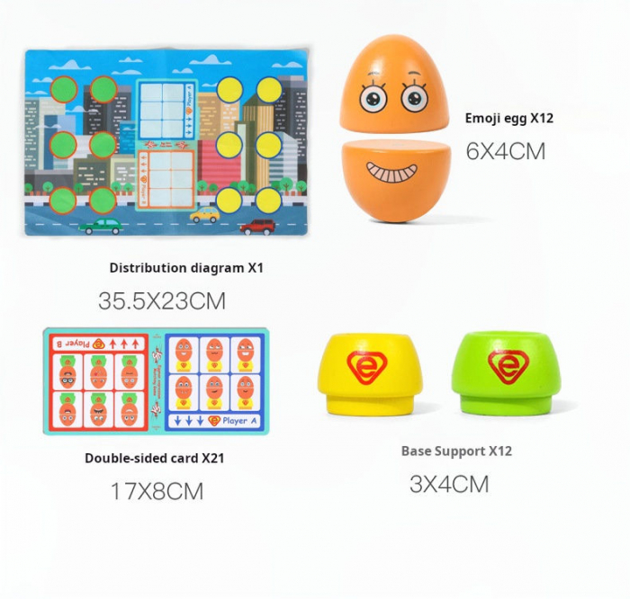 Jucarie educativa 3D din lemn – Ou cu expresii faciale amuzante, joc interactiv pentru copii [6]