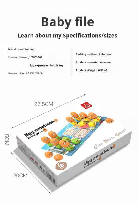 Jucarie educativa 3D din lemn – Ou cu expresii faciale amuzante, joc interactiv pentru copii [5]