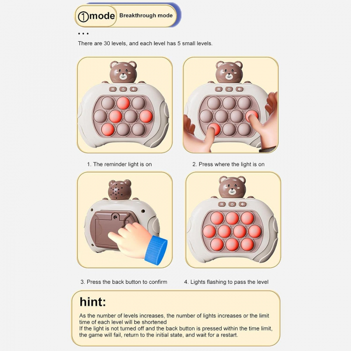 Joc interactiv Push Bubble Consola Quick Push Bear Alb cu Albastru [2]