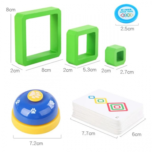 Joc de Societate Stivuire din Lemn - Stacking Game Senzorial cu Forme Geometrice [7]