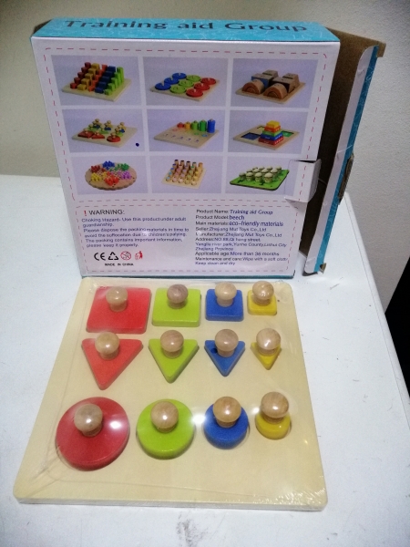 Joc lemn montessori forme geometrice - Joc Montessori Scara din lemn învățare lungime formă geometrică [2]