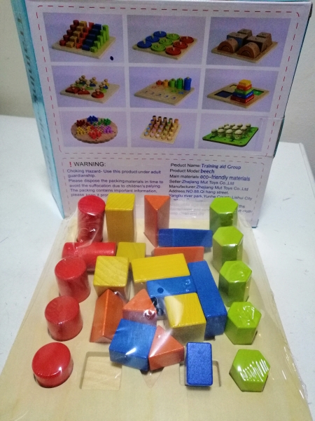 Joc lemn montessori forme geometrice - Joc Montessori Scara din lemn învățare lungime formă geometrică [8]