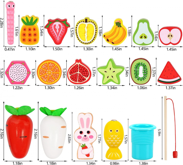 Joc lemn Montessori soratre culori pescuit magneticGradina cu Legume si Fructe [4]