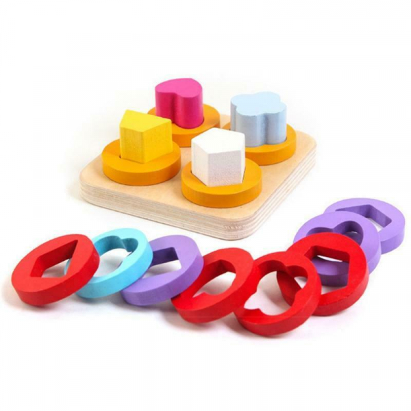 Joc lemn montessori sortator forme geometrice 4 coloane [4]