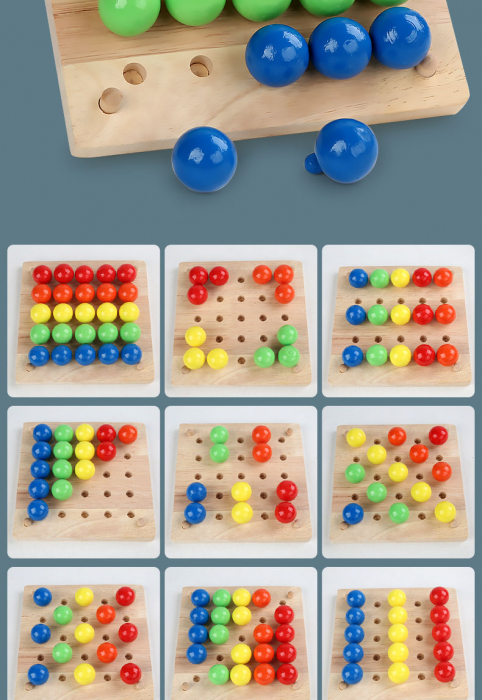 Joc Lemn Mozaic cu Butoni din lemn Joc puzzle educativ Mushroom Pegboard [10]
