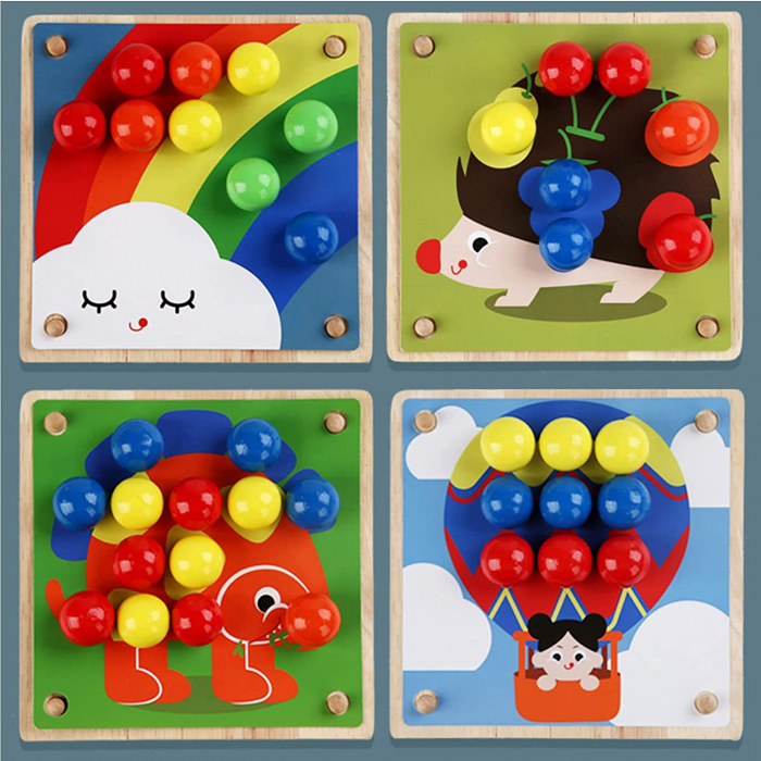 Joc Lemn Mozaic cu Butoni din lemn Joc puzzle educativ Mushroom Pegboard [3]