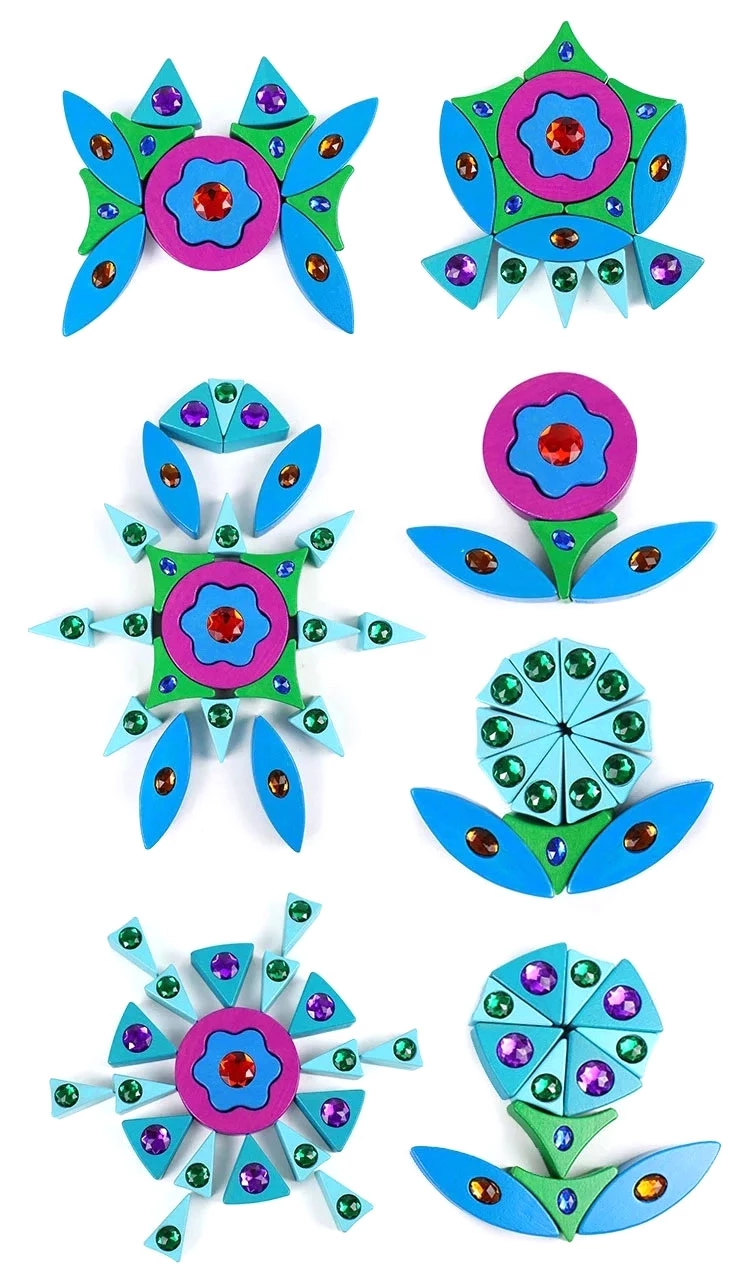 Joc puzzle din lemn cu tava Mandala cu pietre sclipitoare [4]