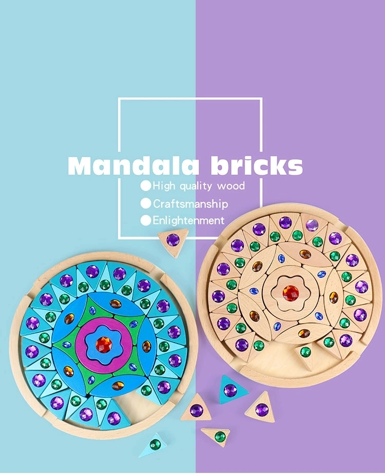 Joc puzzle din lemn cu tava Mandala cu pietre sclipitoare [2]