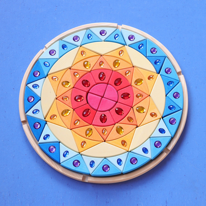 Joc lemn Puzzle montessori Mandala Soare cu pietre sclipitoare [5]