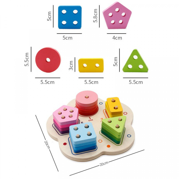 Joc lemn stivuire forme geometirce fractii si intreg 5 coloane [10]