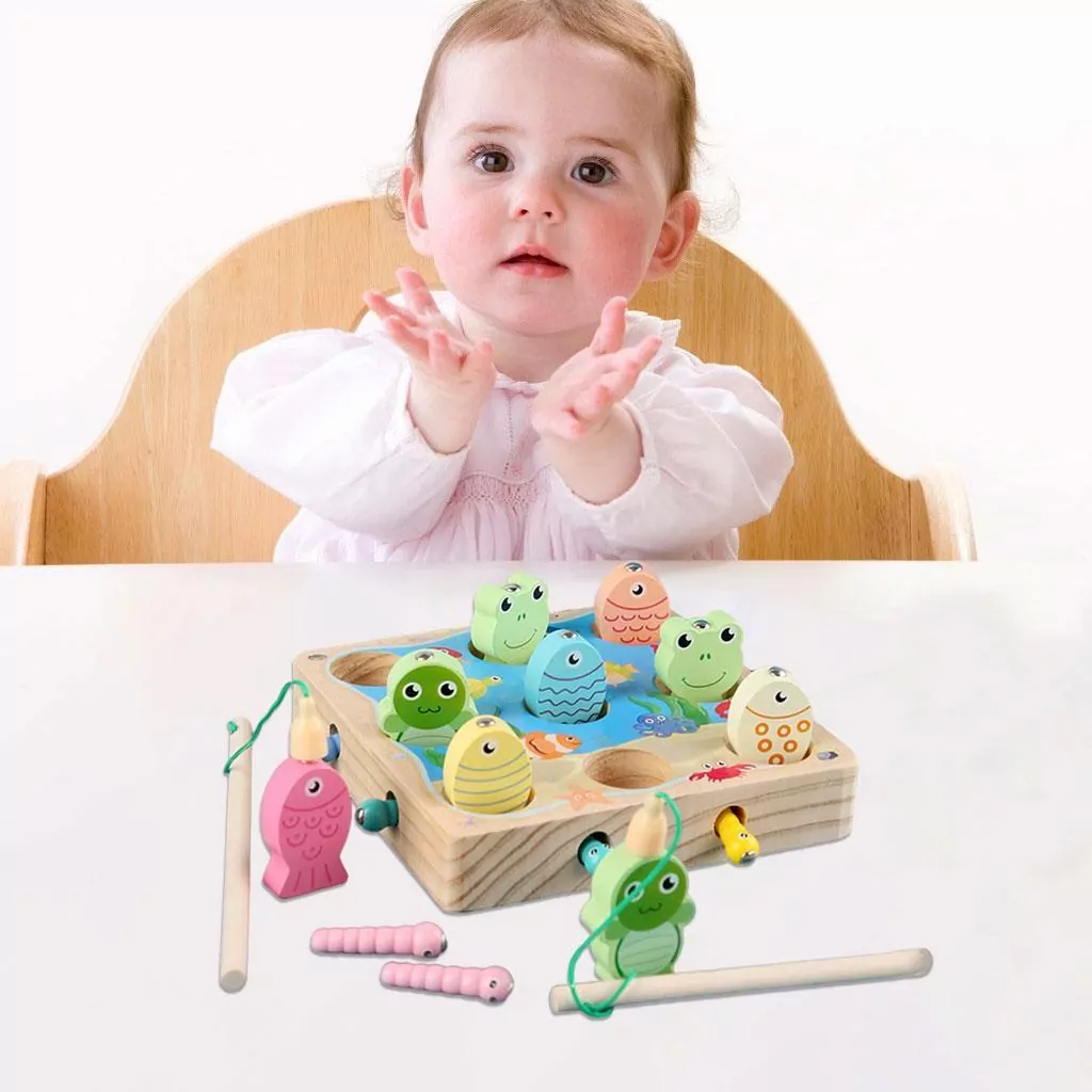 Joc magnetic 4 in 1, pescuit, sortare culori, Montessori [4]