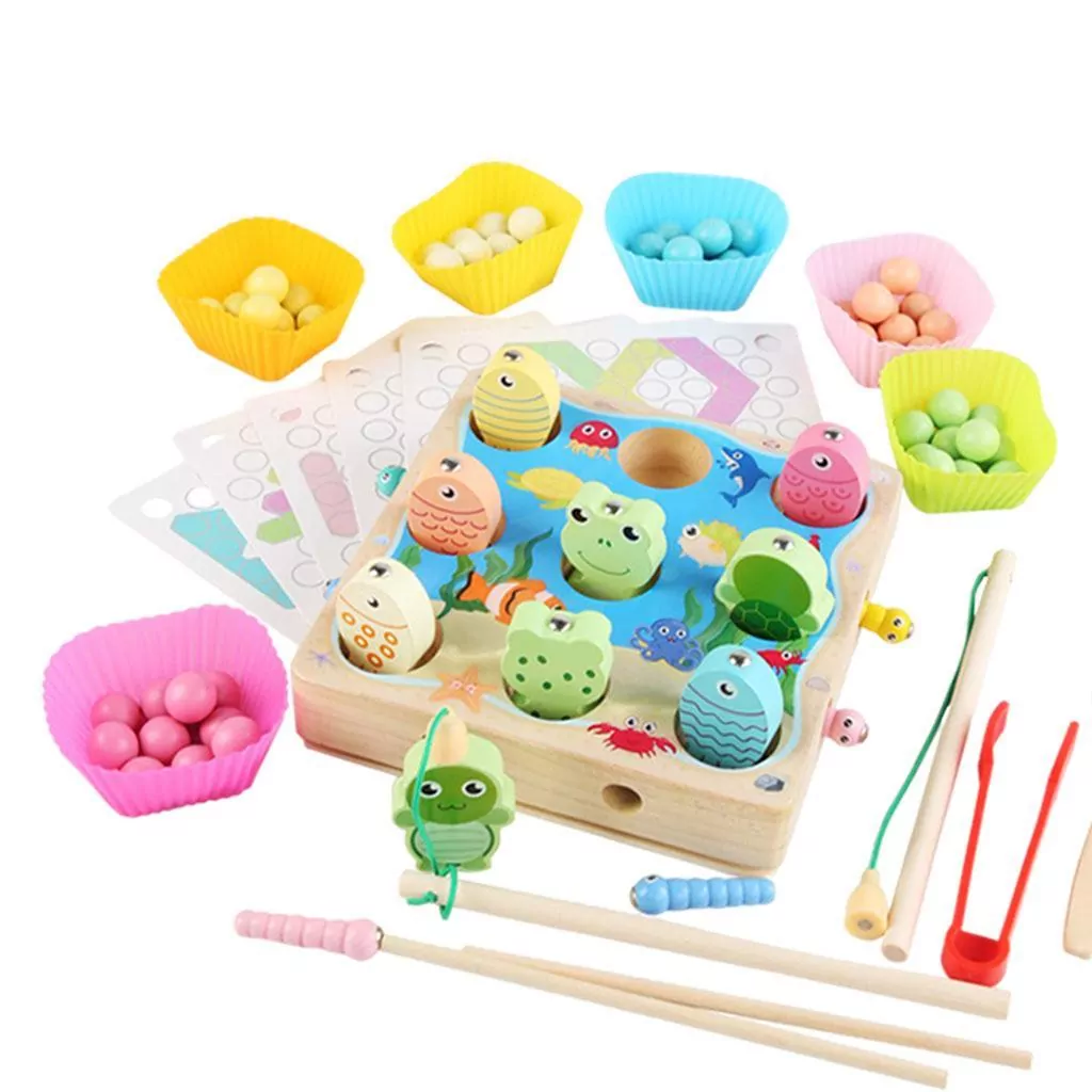 Joc magnetic 4 in 1, pescuit, sortare culori, Montessori [2]