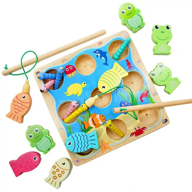 Joc magnetic 4 in 1, pescuit, sortare culori, Montessori [5]