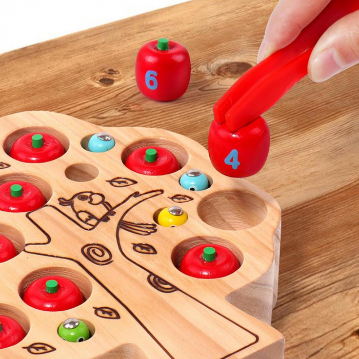 Joc Magnetic Montessori Pomul cu Mere  Numere si Viermisori [6]