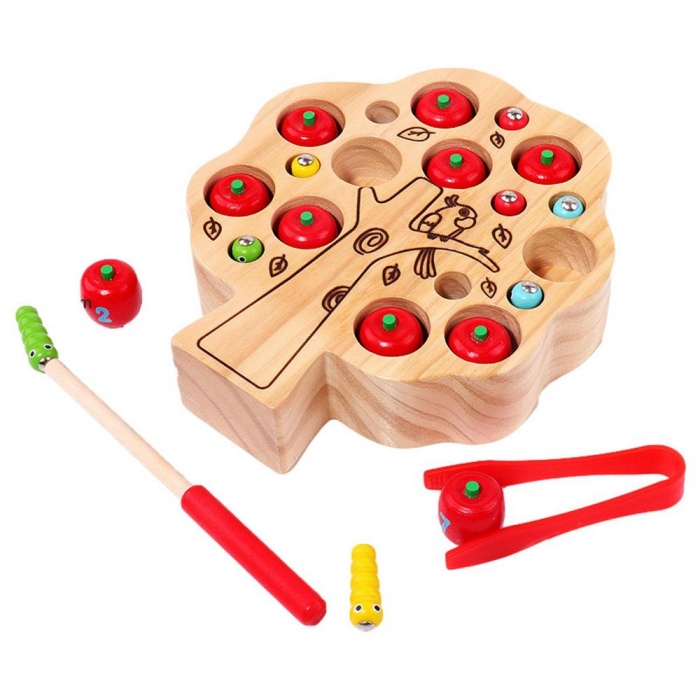 Joc Magnetic Montessori Pomul cu Mere  Numere si Viermisori [4]