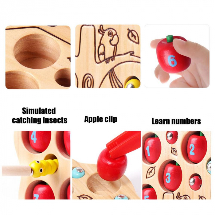 Joc Magnetic Montessori Pomul cu Mere  Numere si Viermisori [8]