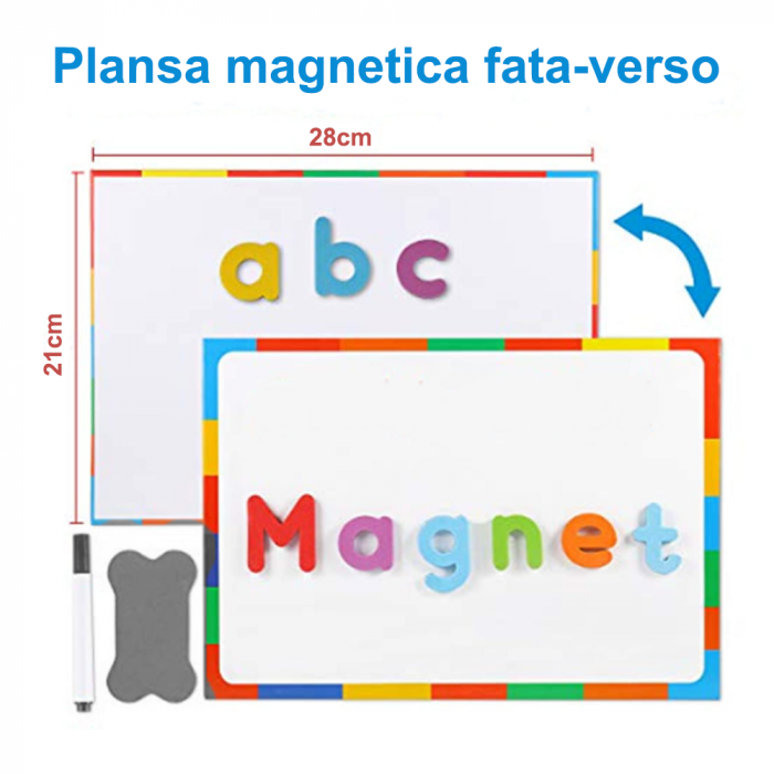 Joc Magnetic STEM 229 Piese cu Litere, Cifre si Simboluri Matematice - Plansa Magnetic Fata/Verso [5]