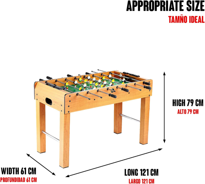 Masa de Fotbal cu Teren si Jucatori – 21 Jucatori, 8 Manere, Tablou de Scor, din Lemn [2]