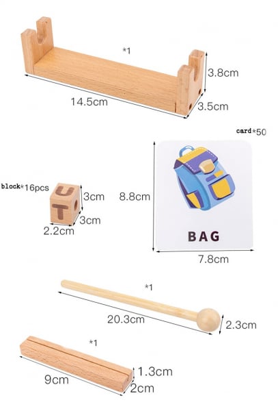 Joc Montessori din lemn Alfabetul 3D si carduri cuvinte in limba engleza [7]