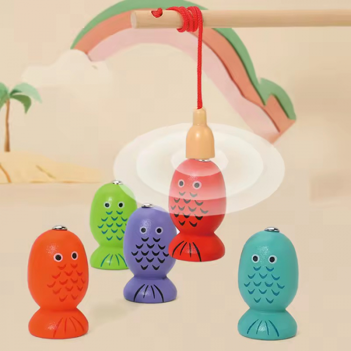 Joc Montessori din lemn 3 in1 Sortare si stivuire joc de pescuit magnetic [2]