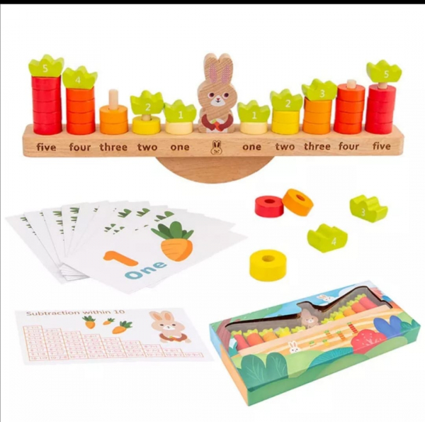 Joc Montessori din Lemn Echilibru Morcovi -  Joc lemn invatare Aritmetica [2]