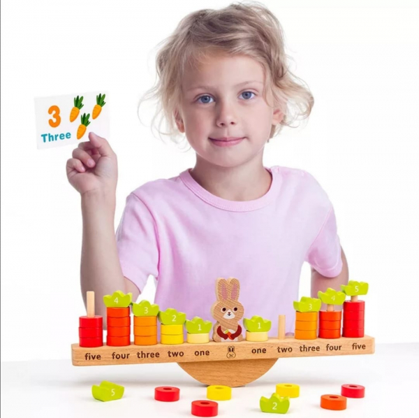 Joc Montessori din Lemn Echilibru Morcovi -  Joc lemn invatare Aritmetica [3]