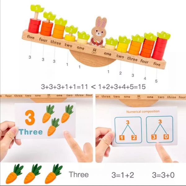 Joc Montessori din Lemn Echilibru Morcovi -  Joc lemn invatare Aritmetica [5]