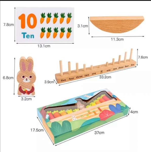 Joc Montessori din Lemn Echilibru Morcovi -  Joc lemn invatare Aritmetica [6]