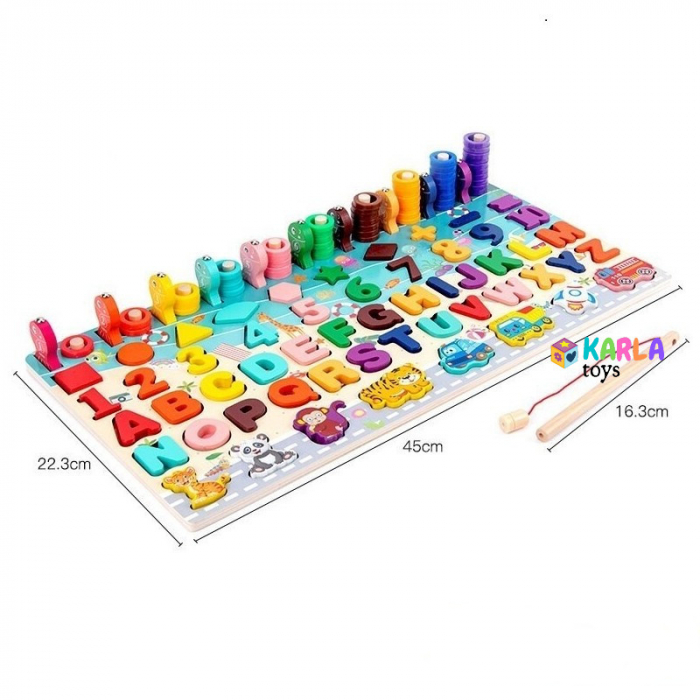 Joc Montessori din Lemn Puzzle incastru Cifre si Litere 6 in 1 [5]