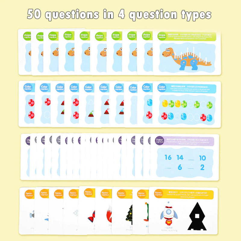 Joc Puzzle Montessori  Lemn  Potrivire si Sortare Culori Carduri Dinozaur [6]