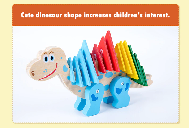 Joc Puzzle Montessori  Lemn  Potrivire si Sortare Culori Carduri Dinozaur [8]