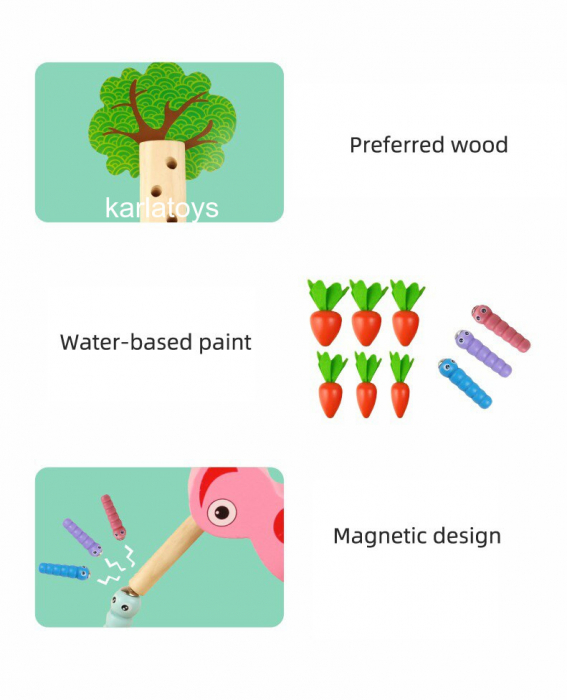 Joc Montessori educativ 3 in 1 Ferma cu Morcovi si Copacul cu Mere [8]