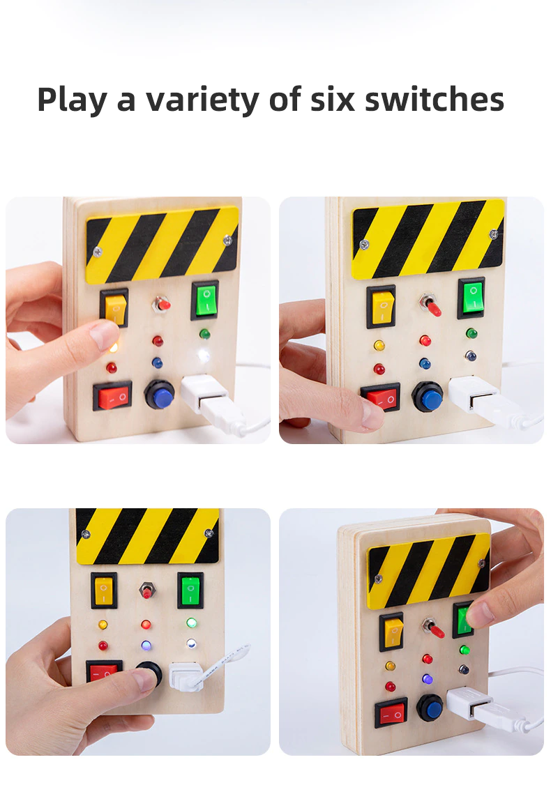 Joc Senzorial Montessori educativ Busy Board cu Lumini [4]