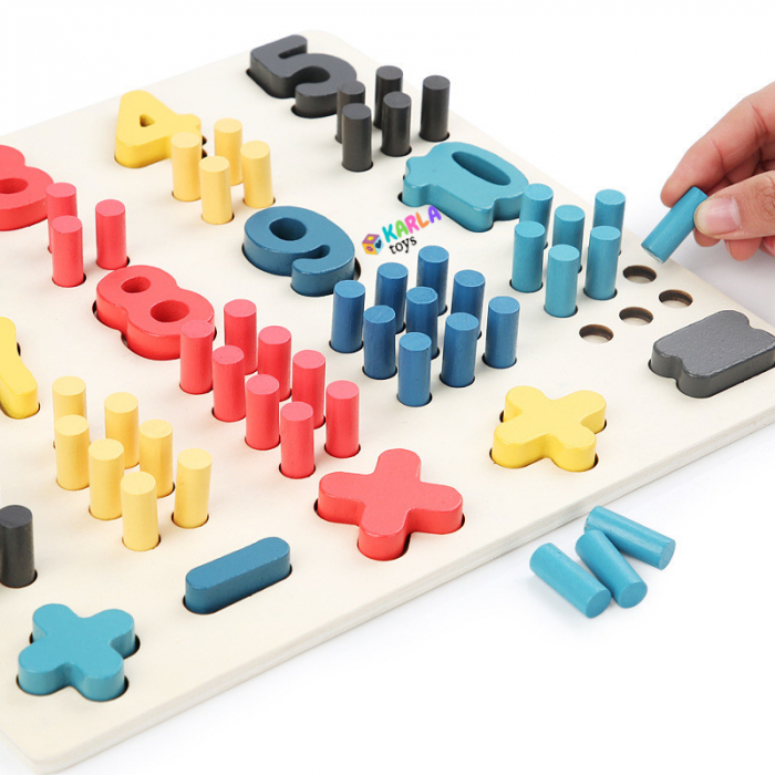 Joc Montessori Educativ Puzzle 3D Numere Peg Board [3]